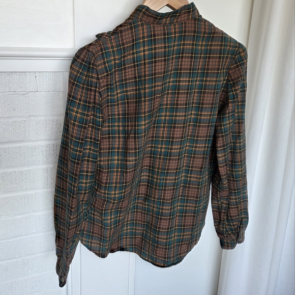 Vintage Sears The Fashion Place Green And Brown Flannel Womens Size 12 - Picture 3 of 8